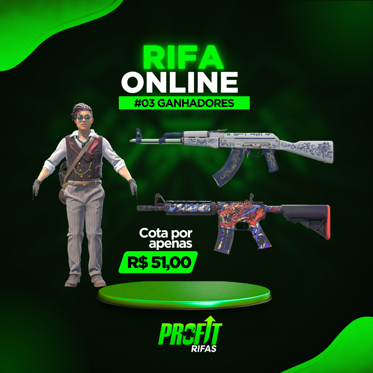 #3 GANHADORES | 07.05 | AK + AGENTE + M4A4
